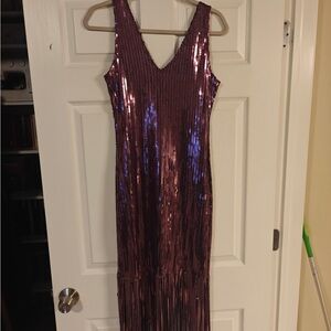 Elegant Sequin Evening Dress - Purple